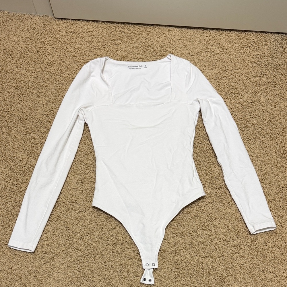 White Long Sleeve square neck bodysuit